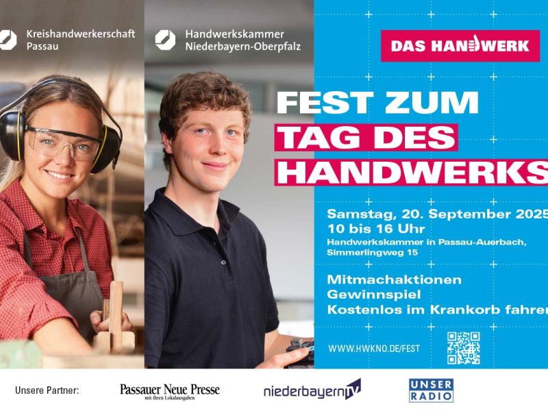 <p>Entwicklung eines Hauptmotivs für verschiedene Medienkanäle sowie die komplette Mediabelegung für das diesjährige Fest zum Tag des Handwerks in Passau für die Handwerkskammer Niederbayern-Oberpfalz.</p>