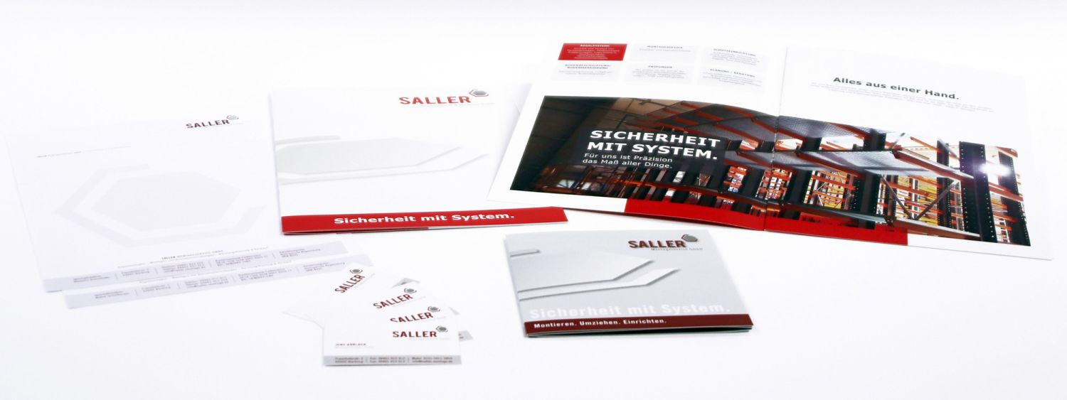 Komplettes CI für Saller-Regalsysteme